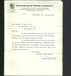 Letterhead - Pittsburgh Steel Company
