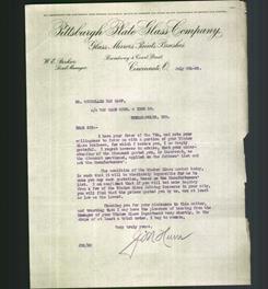 Letterhead - Pittsburgh Plate Glass Company