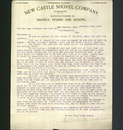 Letterhead - New Castle Shovel Company