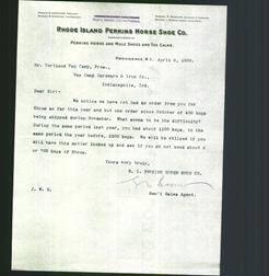 Letterhead - Rhode Island Perkins Horse Shoe Co.