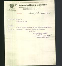 Letterhead - Pittsburgh Steel Company