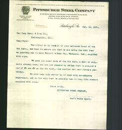Letterhead - Pittsburgh Steel Company