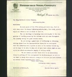 Letterhead - Pittsburgh Steel Company