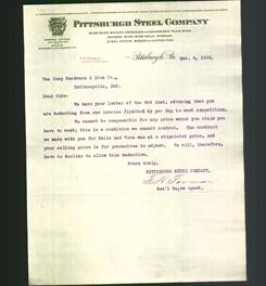 Letterhead - Pittsburgh Steel Company