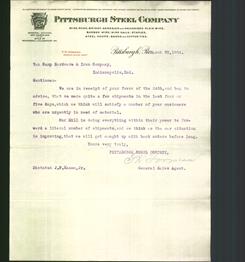 Letterhead - Pittsburgh Steel Company