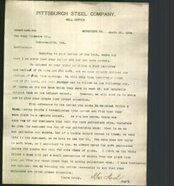 Letterhead - Pittsburgh Steel Company