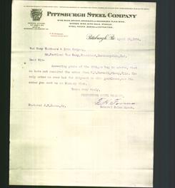 Letterhead - Pittsburgh Steel Company