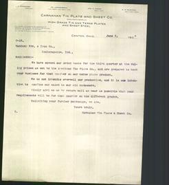 Letterhead - Carnahan Tin Plate and Sheet Co.