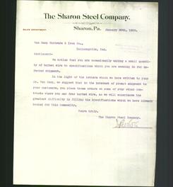 Letterhead - The Sharon Steel Company