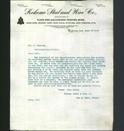 Letterhead - Kokomo Steel and Wire Co.