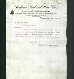 Letterhead - Kokomo Steel and Wire Co.