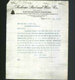 Letterhead - Kokomo Steel and Wire Co.