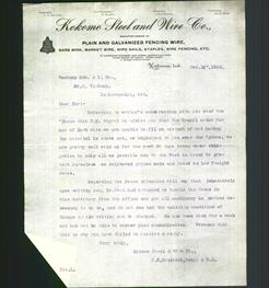 Letterhead - Kokomo Steel and Wire Co.