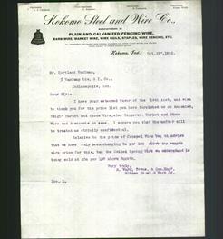 Letterhead - Kokomo Steel and Wire Co.