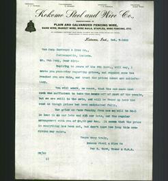 Letterhead - Kokomo Steel and Wire Co.