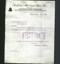 Letterhead - Kokomo Steel and Wire Co.