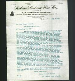 Letterhead - Kokomo Steel and Wire Co.