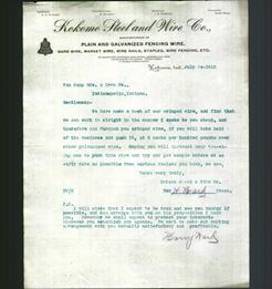 Letterhead - Kokomo Steel and Wire Co.