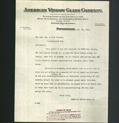 Letterhead - American Window Glass Company