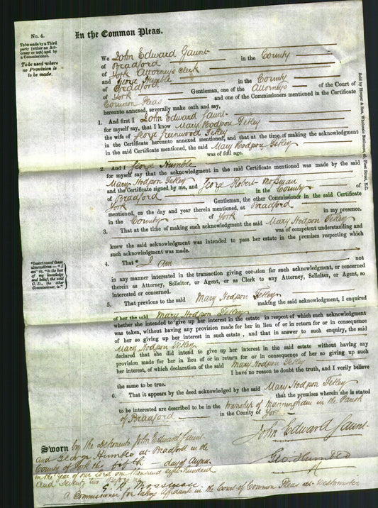 Court of Common Pleas - Mary Hodgson Tekey-Original Ancestry